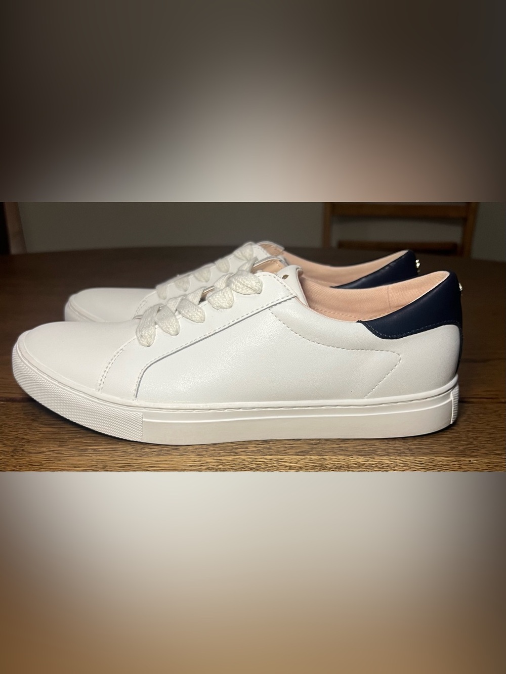 Kate Spade Alanna Action Leather Ladies Sneakers SZ. 10 White/Blue - Picture 4 of 10